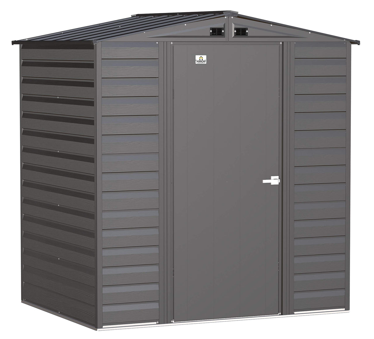 Arrow Select 6' x 5' Outdoor Lockable Steel Storage Shed Building, Charcoal Arrow