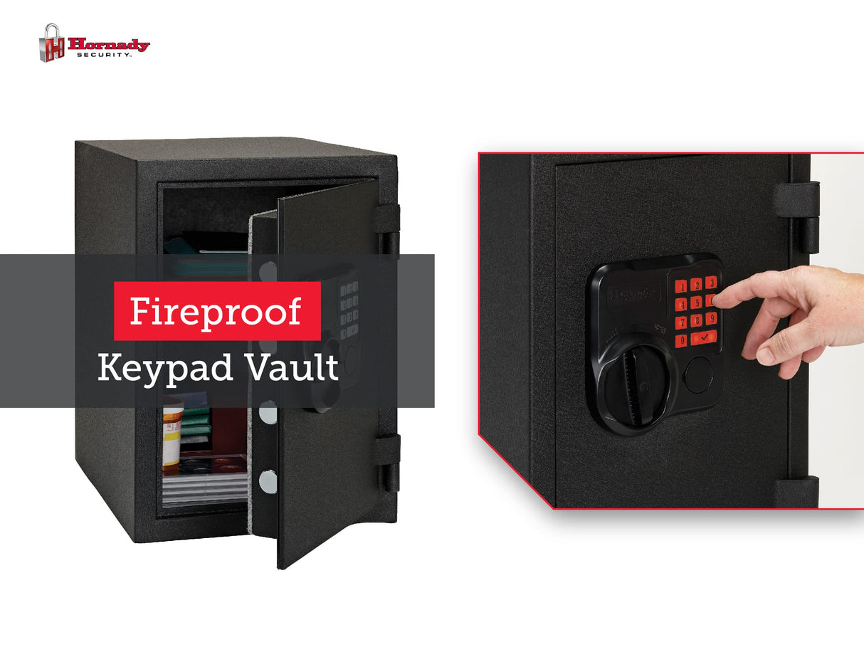 Hornady Fireproof Safe for Guns and Valuables with Keypad Entry - Secure Your Firearms, Cash, Documents, Jewelry and More - 4-6 Digital Keypad Entry, Interior Light and Backup Key - Item 95407 Hornady