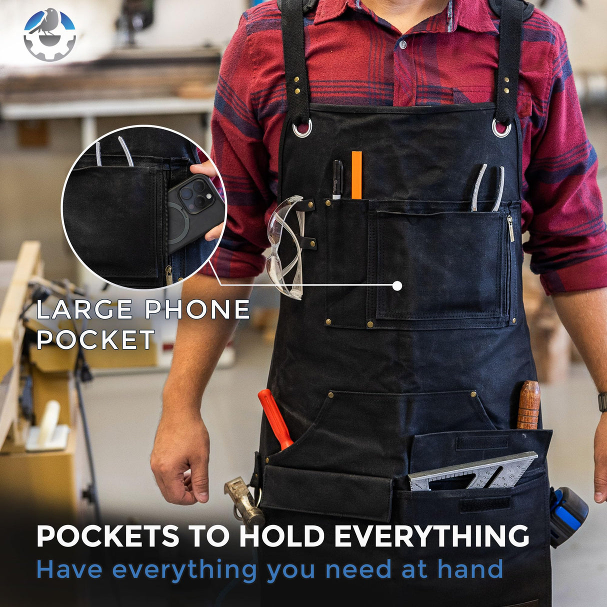 Oriole Tools Heavy Duty Shop Apron Waxed Canvas Shop Apron - Water-Resistant Perfect for Woodworkers, Welding Tool Apron Oriole Tools