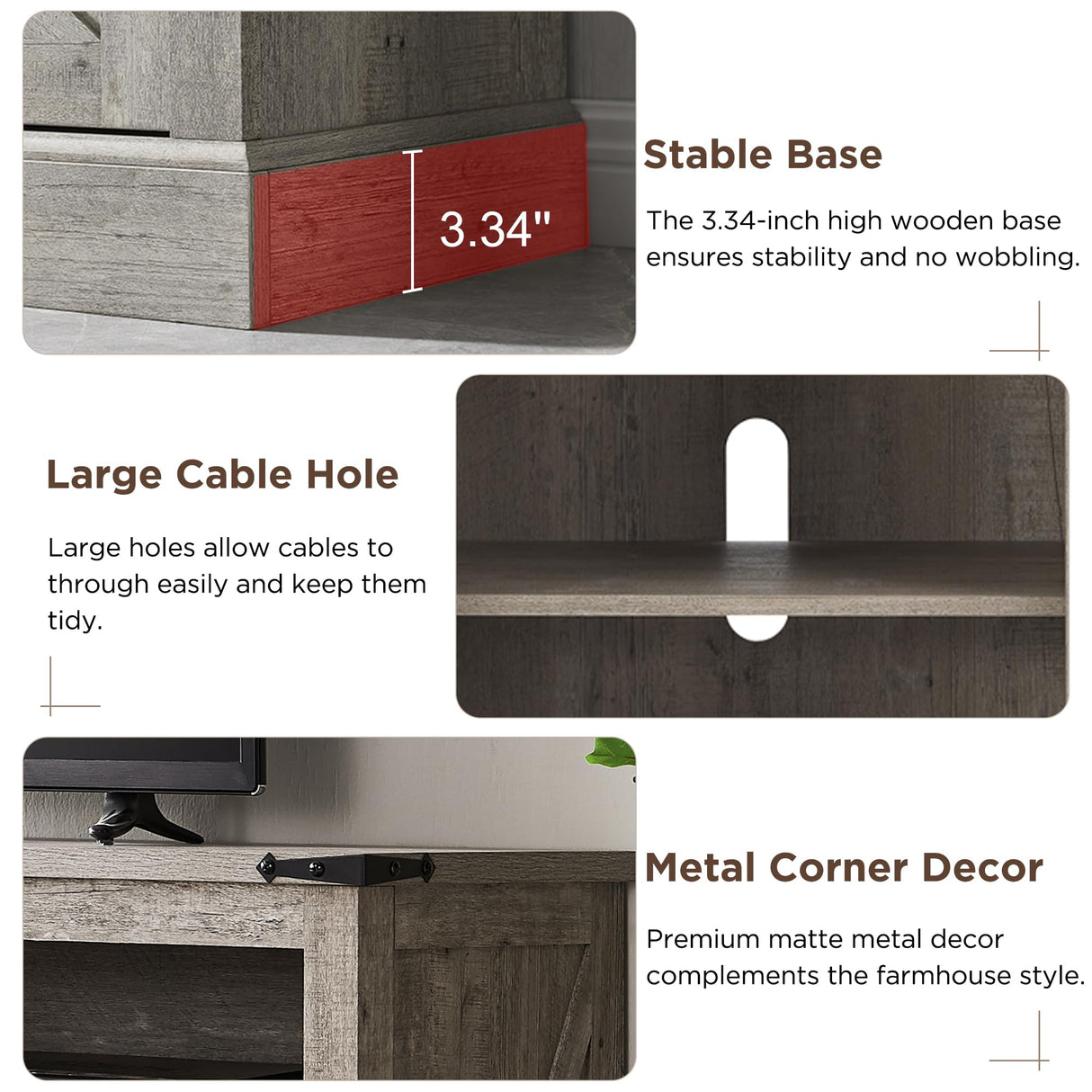 OKD Fireplace TV Stand for 65+ Inch TV, 33" Tall Highboy Farmhouse Entertainment Center w/ 23'' Electric Fireplace, Rustic Media Console w/Sliding Barn Door for Living Room, Light Rustic Oak OKD