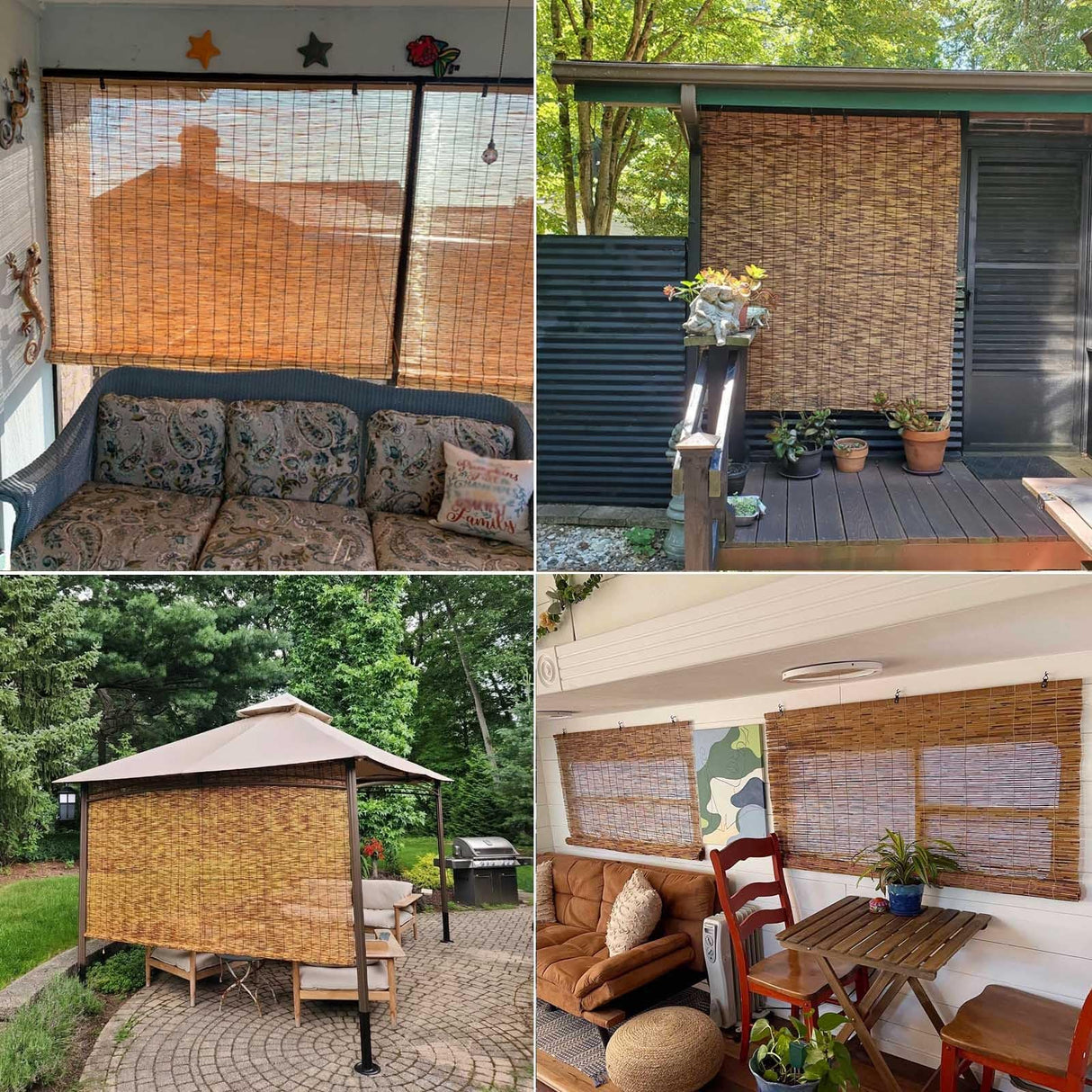 Retro Bamboo Shades 36" 47" 55" 60" 65" 72" 79" Bamboo Roll up Blinds Outdoor Brown Roller Window Shades with Lift Patio Blinds Roll up Shade Waterproof Bamboo Roman Shades for Home Privacy Curtain(W6 KaulaTrinx