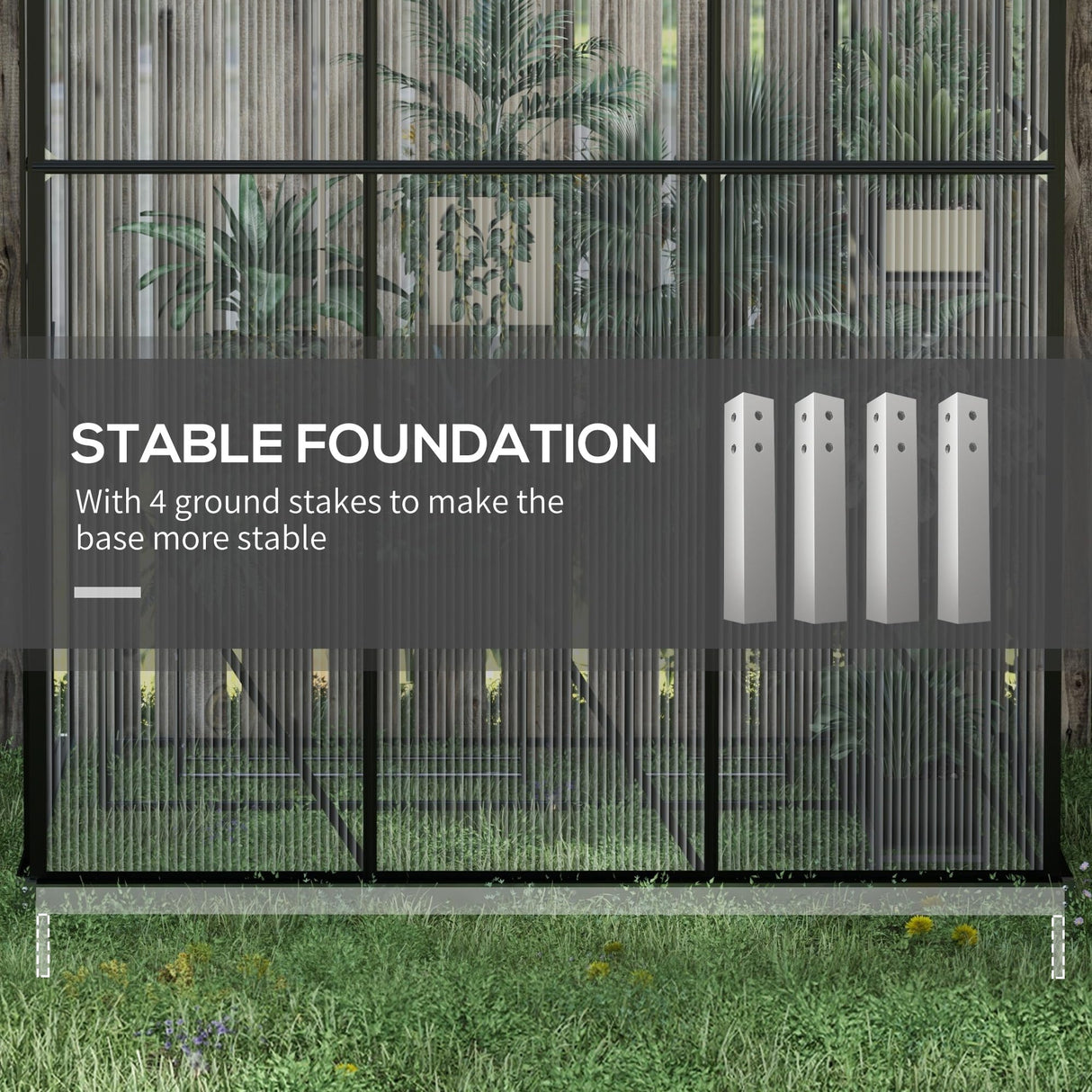 Outsunny 6' x 4' Lean-to Polycarbonate Greenhouse, Walk-in Hobby Green House with Sliding Door, 5-Level Roof Vent, Rain Gutter, Garden Plant Hot House with Aluminum Frame and Foundation, Black Outsunny