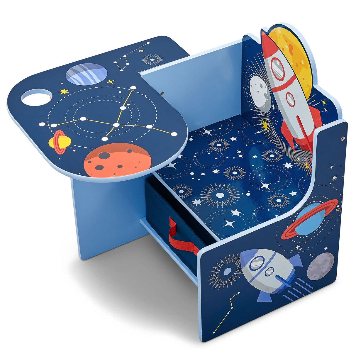 Delta Children Space Adventures Chair Desk with Storage Bin - Ideal for Arts & Crafts, Snack Time, Homeschooling, Homework & More - Greenguard Gold Certified, Blue Delta Children