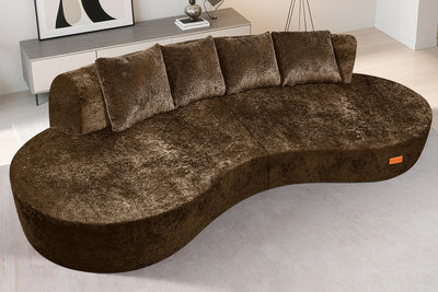 HABUTWAY 104'' Modular Sectional Sofa with Memory Foam Filled, Modern Curved Sofa Deep Seat Cloud Couch with 4 Pillows, No Assembly Required, Oversized Couches for Living Room Apartment Office, Brown