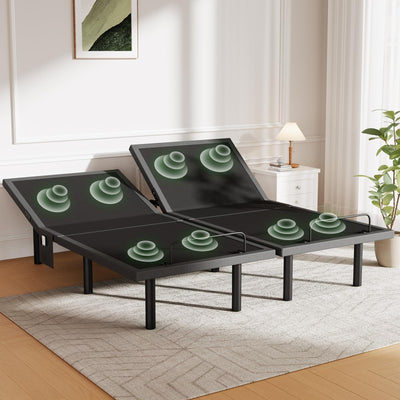 Marsail MS01-1 Split King Adjustable Bed Base with Massage, 4 Ports USB A&C Adjustable Bed Frame with Under-Bed Nightlight, 3 Minutes Assembly, Wireless Control Adjustable Bed with 4 Height Options