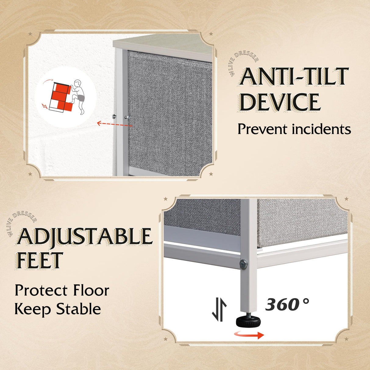 WLIVE Tall Dresser for Bedroom, Fabric Dresser Storage Tower, Dresser & Chest of Drawers Organizer Unit with 11 Drawers, Storage Cabinet, Hallway, Closets, Steel Frame, Wood Top WLIVE