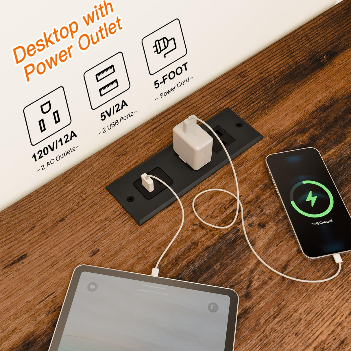 Fixwal Dresser for Bedroom with Power Outlets and LED Lights, Rustic Brown 55" TV Stand with 8 Drawers, Fabric Chest of Drawers with Wood Grain Finish for Entryway Fixwal