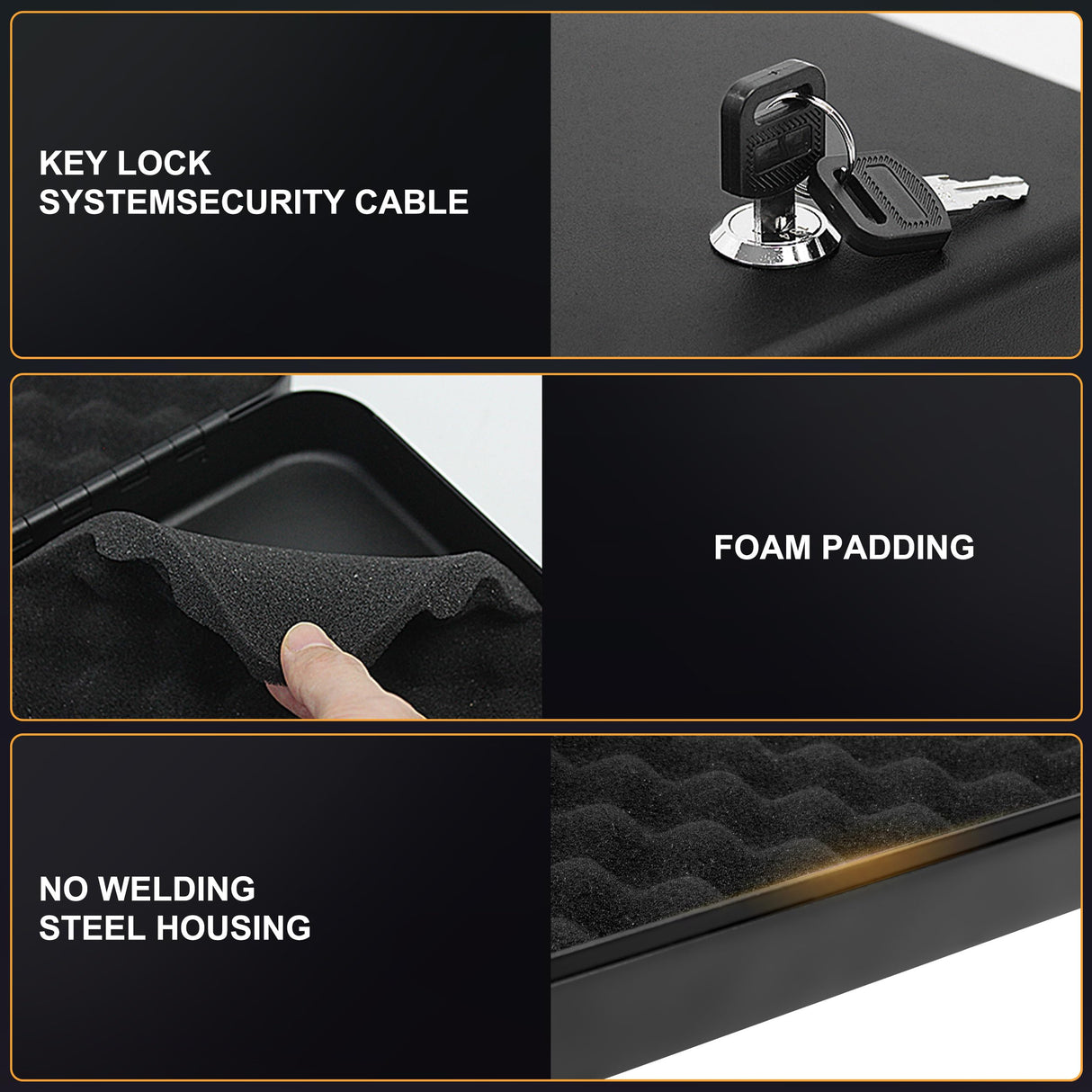 Portable Gun Safe for Pistols, Small Handgun Lock Box with Combination Lock or Key Lock, Portable Travel Pistol Safe for Travel, Home, Car (Large-Key) PACOLO