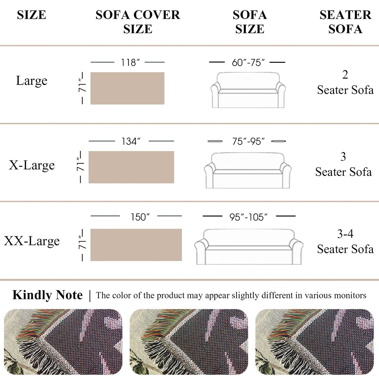 VClife Boho Beige Floral Birds Couch Cover Soft Thick Cotton Linen Farmhouse Sofa Cover for 3 Cushion Couch Sofa, Breathable Non-Slip Sectional Sofa Protector 1 PC Futon L Shpe Slipcover with Tassels VClife