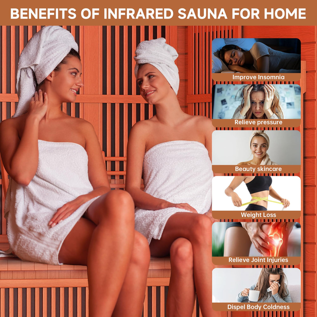 springspa 4 Person Infrared Sauna Room, Low EMF FAR Infrared Sauna for Home, Canadian Hemlock Wooden Indoor Sauna, with 10 Heating Panel, 2 LCD Panel, Bluetooth Speaker, 7 Therapy Light springspa