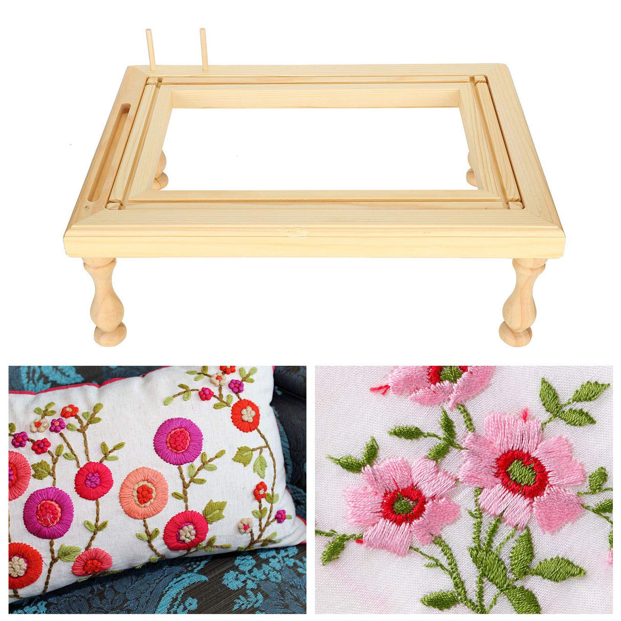 Embroidery Frame Stand Beech Wood Scroll Quilt Holder for Stitching Sewing Craft, Glossy and Size for Adults and Children Asixxsix