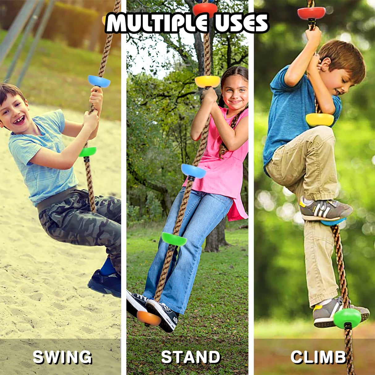 12 Ninja Tree Climbing Holds and 6.56FT Climbing Rope for Kids, Tree Climber Climbing Kit for Outdoor Ninja Warrior Obstacle Course Training TOPNEW