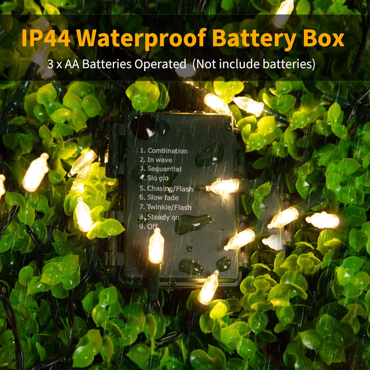 Battery Operated Christmas Lights 2 Pack 18 Feet 50 LED Clear Mini String Lights with 8 Modes Waterproof Tree Lights for Xmas Outdoor Indoor Holiday Party Garden Decor, Warm White Brightown