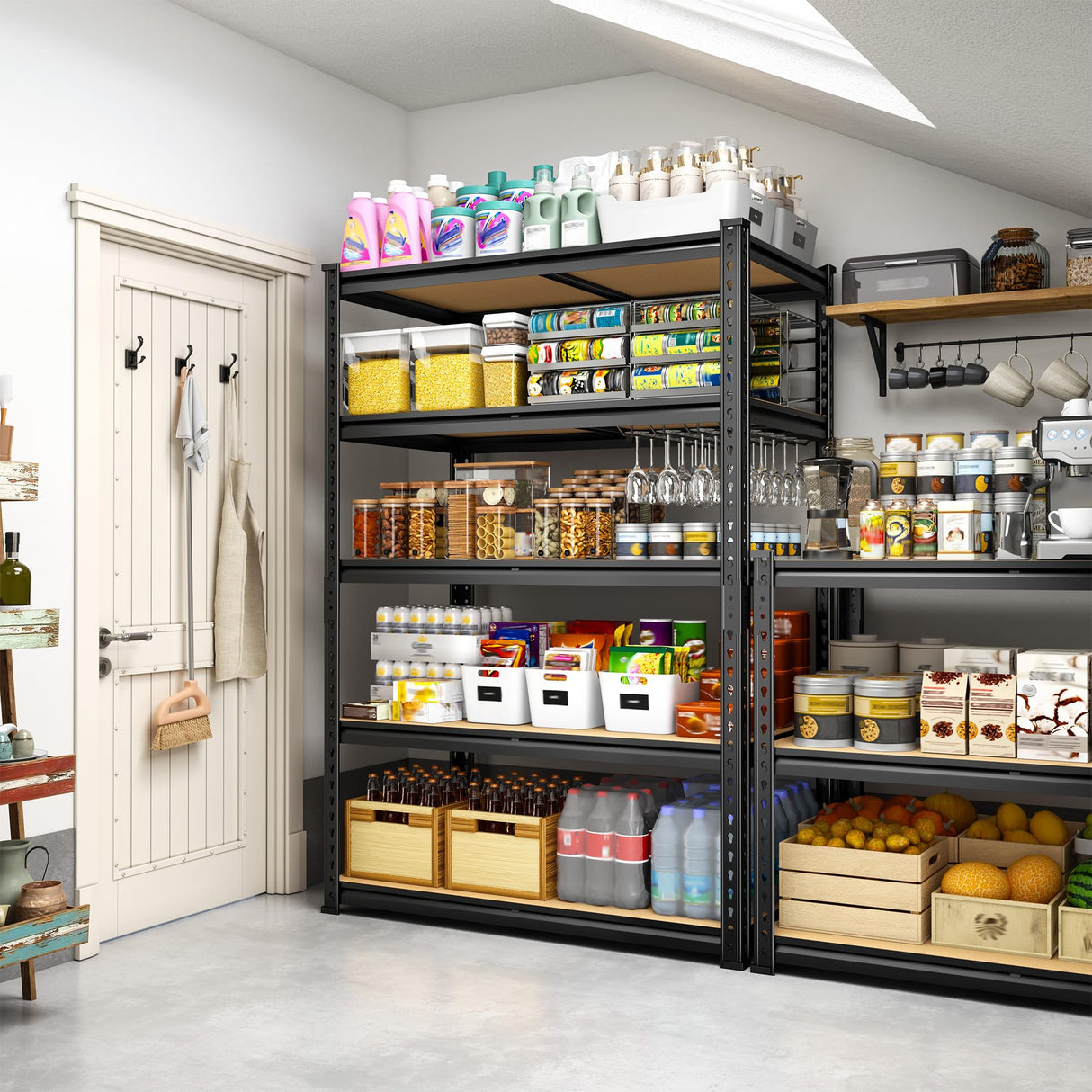 DurayLoly 5-Tier Storage Shelves, 1980LBS Adjustable Pantry Shelves, Metal Shelving Unit for Storage, Kitchen, Pantry, Closet, Laundry, Garage, 72.06" H x 35.55" W x 15.76" D DurayLoly