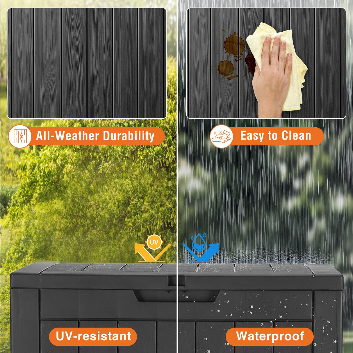 Sweetcrispy Deck Box with 31 Gallon Capacity, Weatherproof Resin Lockable Outdoor Storage for Secure Package Deliveries and Indoor Storage in Garden or Patio, Backyard Sweetcrispy