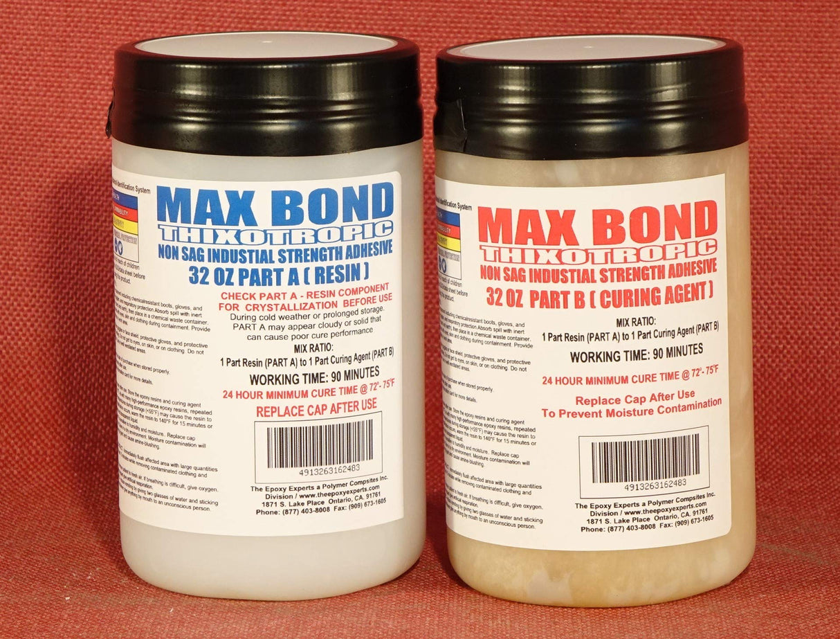 MAX Bond THIXOTROPIC Industrial Grade Non Flowing Epoxy - 1/2 Gallon Kit - Structural Adhesive - High Strength Bonding - Marine Grade - FDA Compliant Adhesive - Waterproof - Vertical Application The Epoxy Experts, MAX EPOXY SYSTEMS