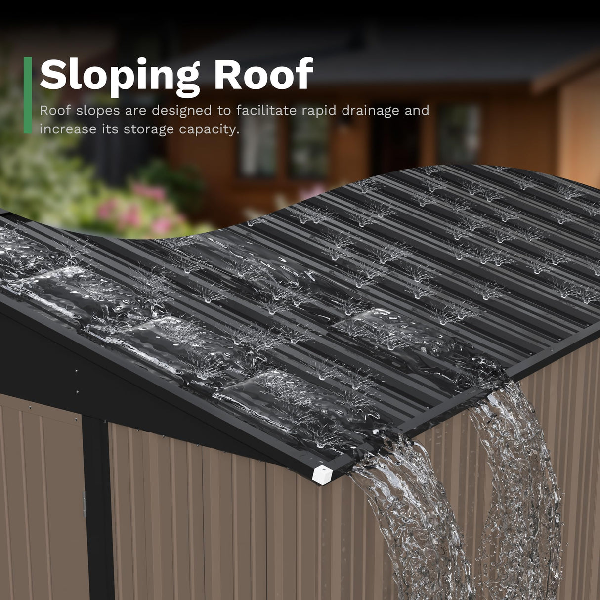 Patiowell 10x14 FT Outdoor Storage Shed, Large Metal Garden Shed with Lockable Door and Sloping Roof, Outside Steel Utility Tool Sheds for Backyard Lawn Garden Patio, Brown Patiowell