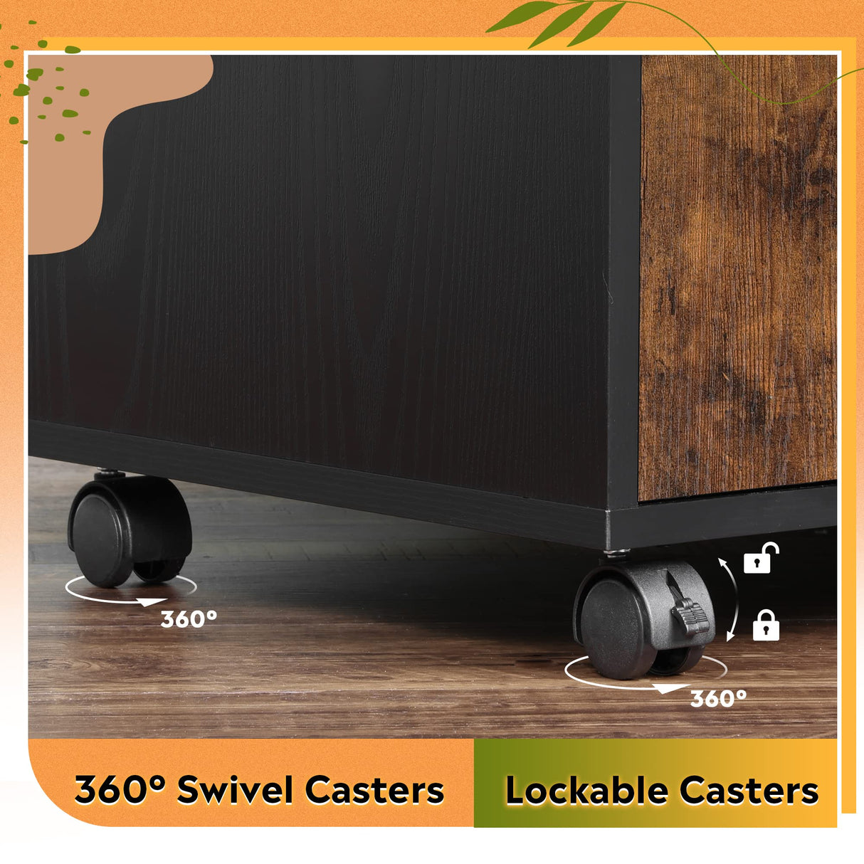 DEVAISE File Cabinet with Charging Station, 1 Drawer Rolling File Cabinet, Locking Filing Cabinet for Home Office, Printer Stand with Storage, Rustic Brown DEVAISE