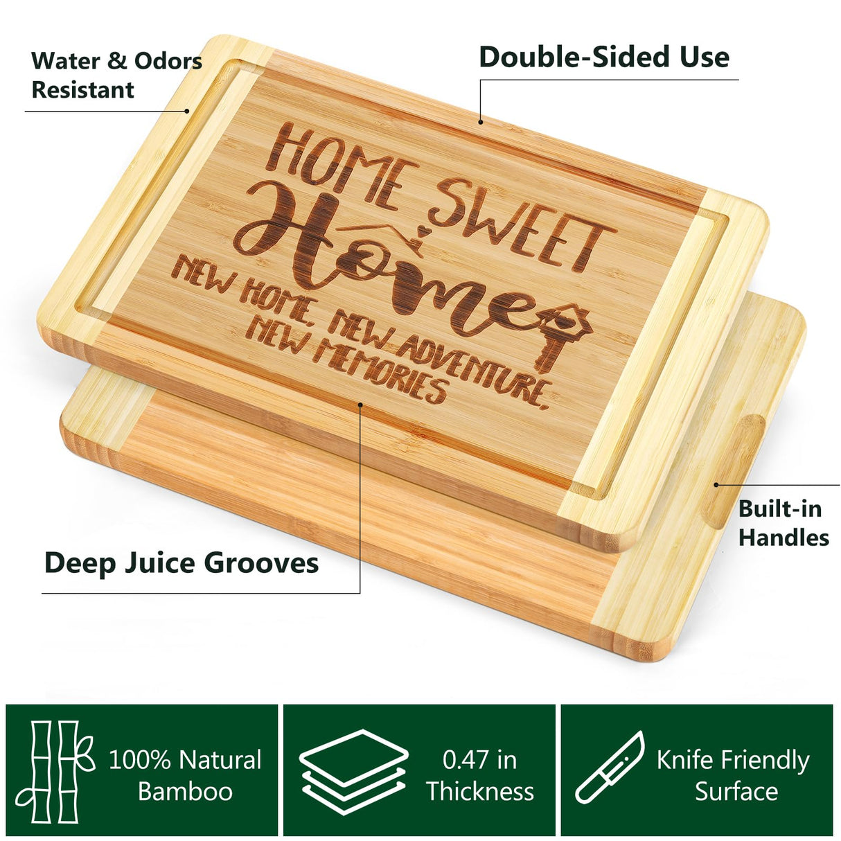 Housewarming Gifts, Engraved Cutting Board House Warming Gifts for New Home, New Home Gift Ideas For Couple, Women, Men, Friends, New Homeowner, Daughter, Son, Home Sweet Home Sign Ringshine