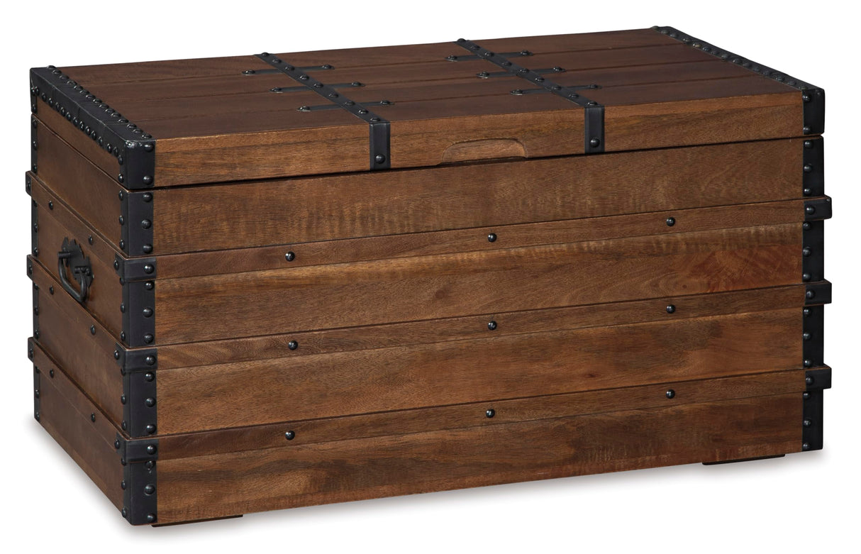 Signature Design by Ashley Kettleby Vintage Wood Storage Trunk or Coffee Table with Lift Top 19", Brown Signature Design by Ashley