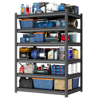 Garage Shelving 3000LBS Metal Storage Shelves Adjustable 6-Tier Shelving Units Garage Storage Shelves Heavy Duty for Basement, Commercial, Warehouse, Industrial, Black