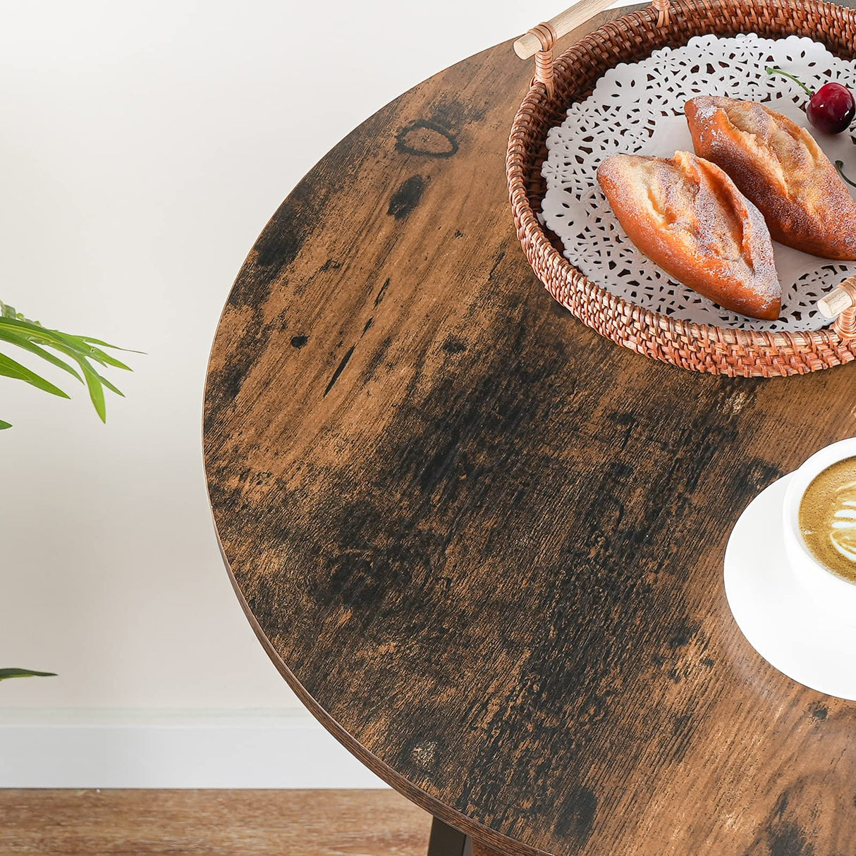 HOOBRO 2-Tier Rustic Brown Round Pub Table with Storage – 37.4" High Bistro Table for Small Spaces HOOBRO