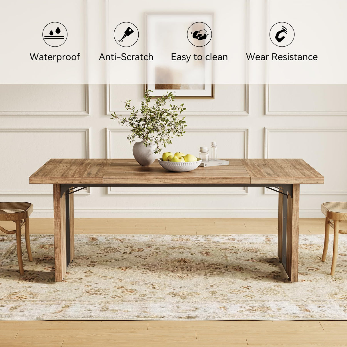 LITTLE TREE 71-Inch Dining Table, Rectangular Wooden Kitchen Table for 4-6 People, Modern Home Furniture with Heavy Duty Legs, Large Dinner Furniture Last Forever, Wood Grain LITTLE TREE