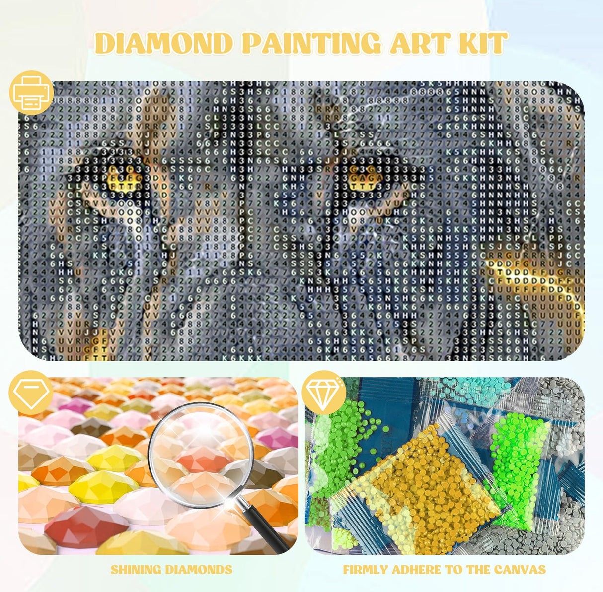 QENSPE Lion Diamond Painting,Diamond Art Kits for Adults,DIY 5D Round Full Drill Diamond Art for Beginners,Diamond Dots for Adults,Home Wall Decor 12x16 inch QENSPE