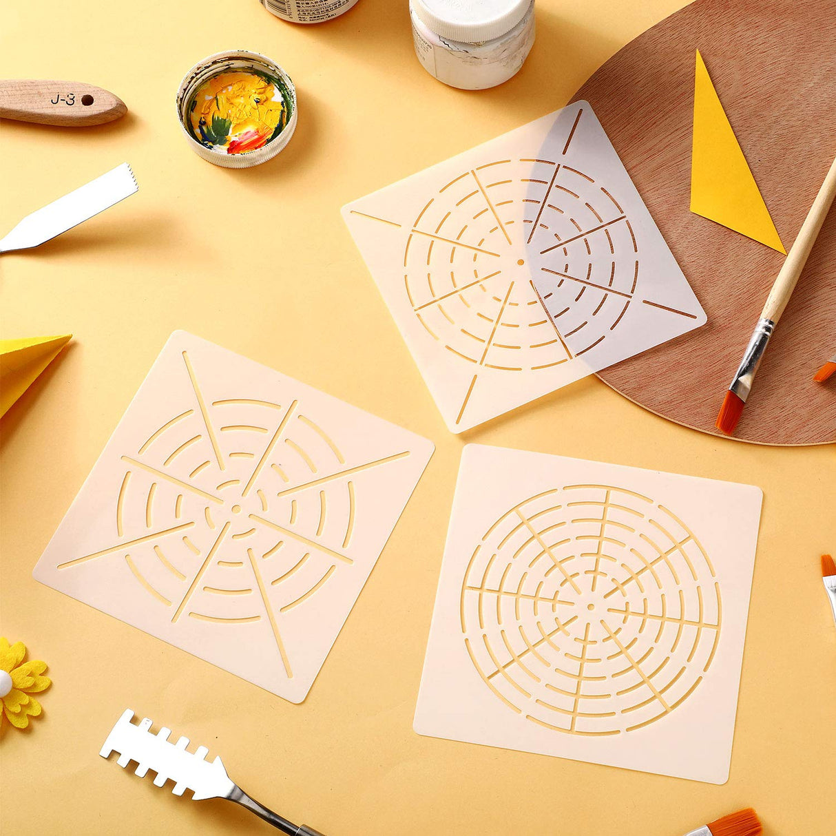 Outus 8 Pieces Mandala Dotting Stencils Reusable Mandala Stencil Template Set 8/12/16 Segment Painting Drawing Templates for Wood, Fabric, Glass, Metal, Walls DIY Painting Art Projects Outus