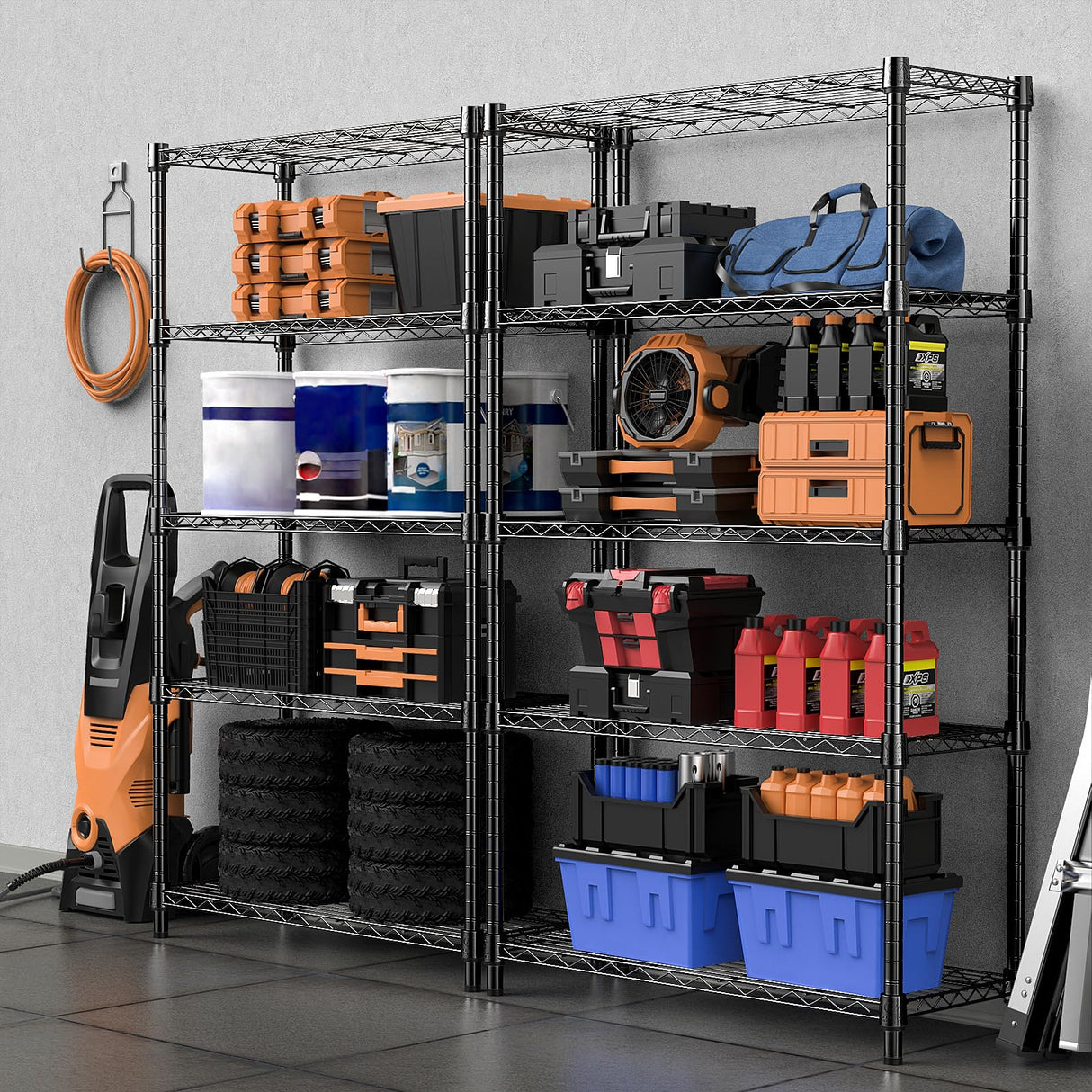 MZG 1250 lbs Storage Shelving Utility Shelving Unit 5-Tier Utility Shelving Unit Steel Organizer Wire Rack for Home,Kitchen,Office (13.7" D x 23.6" W x 62.4" H) M MZG