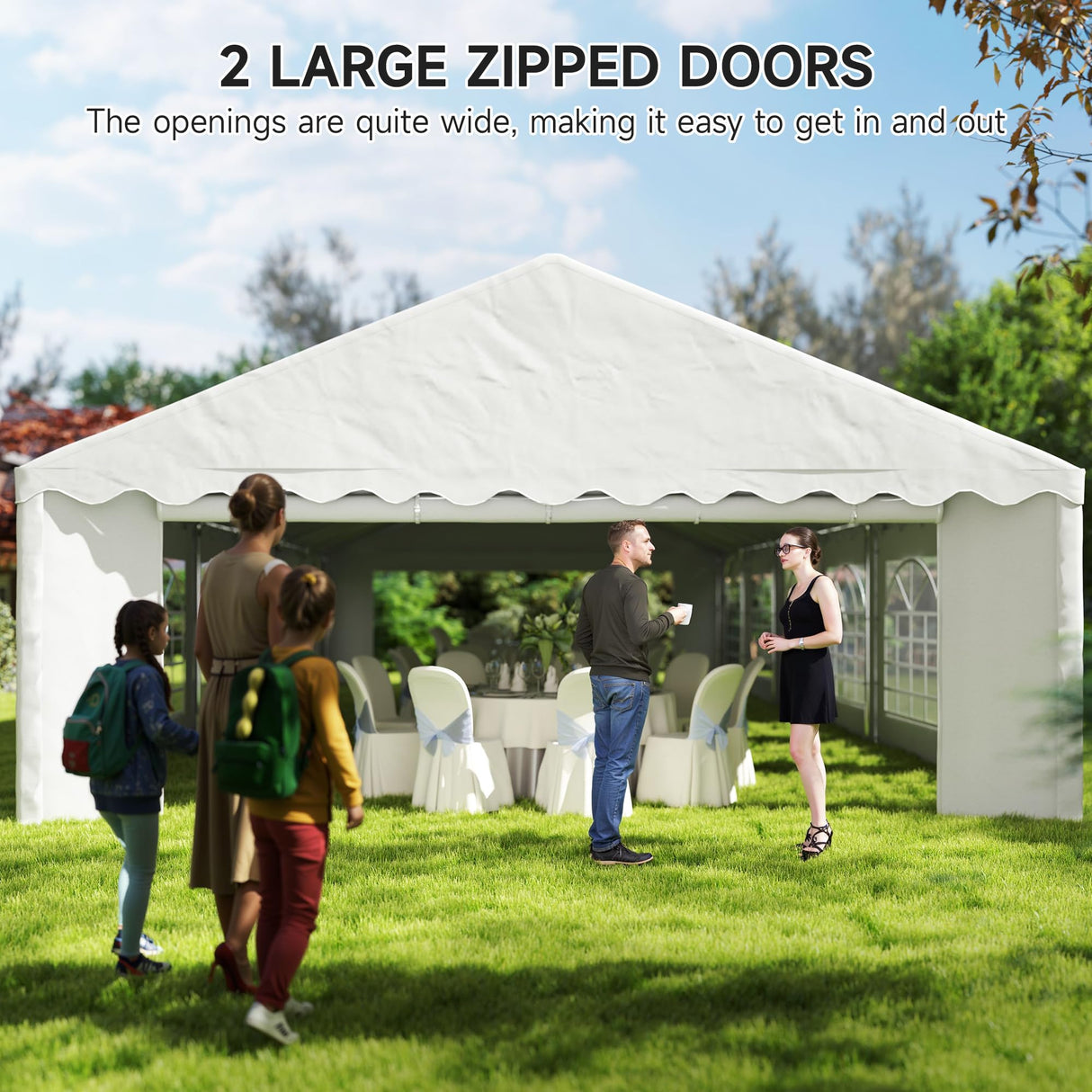 Outsunny 20' x 40' Heavy Duty Party Tent, Galvanized Outdoor Canopy Tent Large Event Shelter with Removable Sidewalls, 12 Windows and 2 Doors, Tents for Parties, Wedding, Events, BBQ Grill, White Outsunny