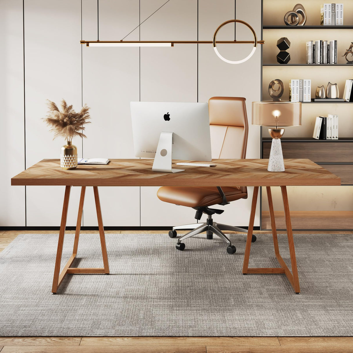 Tribesigns Farmhouse Dining Table for 6 to 8, 70.9 Inch Rectangular Wood Kitchen Table with Heavy Duty Wooden Legs, Industrial Dinner Table for Dining Room, Living Room, Walnut Tribesigns