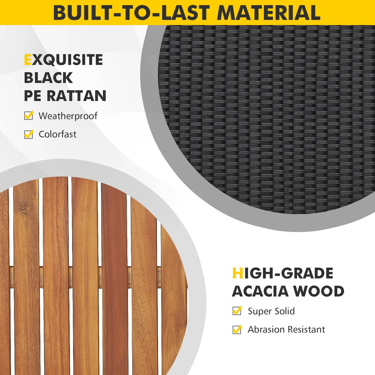 HAPPYGRILL 5 Pieces Rattan Outdoor Bar Set with Height Table & 4 Cushioned Bar Stools, Patio Bar Set Wicker Dining Set for Poolside Patio Backyard HAPPYGRILL