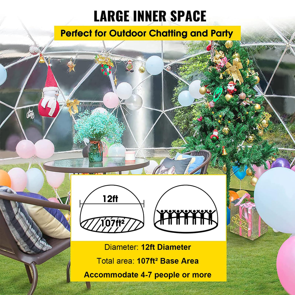 Gaonala Garden Dome Igloo, 9.5*5.7FT PVC Dome Tents with 2 * 10m Light Strings and Transparen Cover, Weatherproof Greenhouse Garden Bubble Tent, Igloo Dome House Suitable for Patio and Dining Places Gaonala