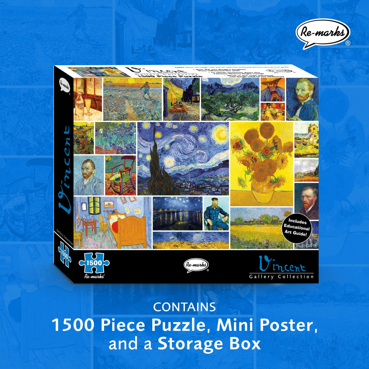 Re-marks Vincent Van Gogh 1500-Piece Puzzle, Artistic Jigsaw Puzzle for All Ages Re-Marks