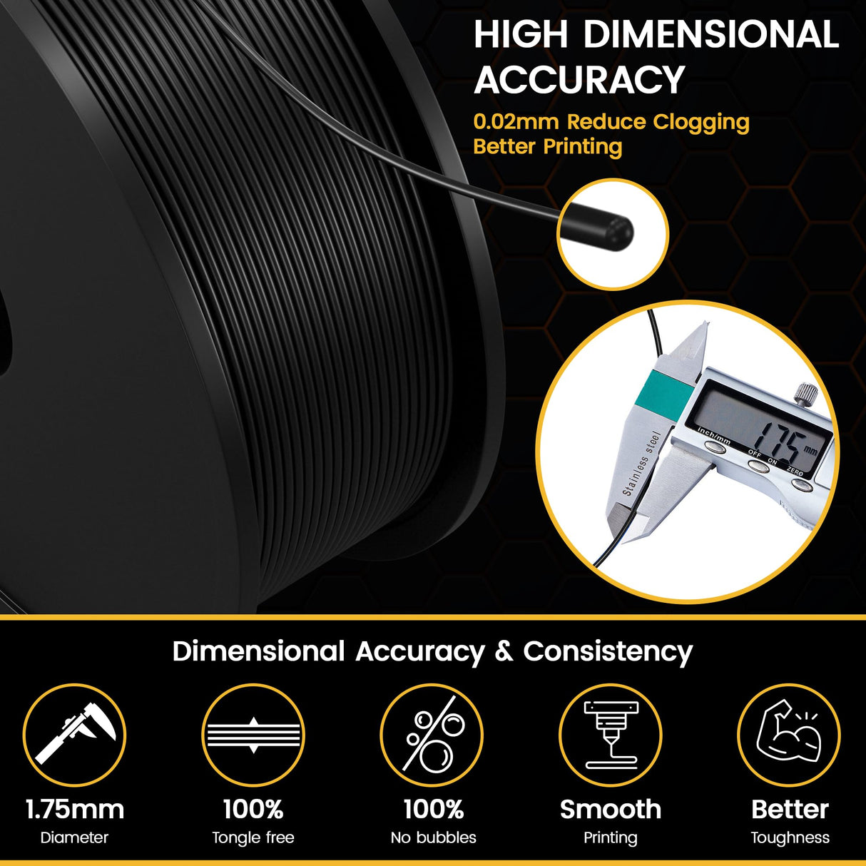 EndlessFilament PLA Filament Black 250g(0.55lbs) 3D Printer Filament - 1.75mm 3D Printing Filament - Fits Most FDM 3D Printers - Durable 1.75 mm Filamanet with Dimensional Accuracy +/- 0.02 mm ENDLESS FILAMENT