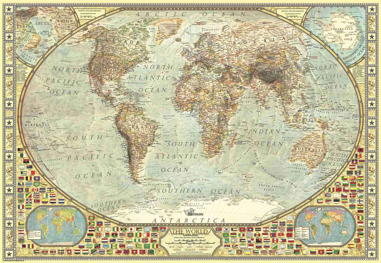 Anatolian 2000Piece Jigsaw Puzzle - World Map Jigsaw Puzzle, Brown/a Anatolian