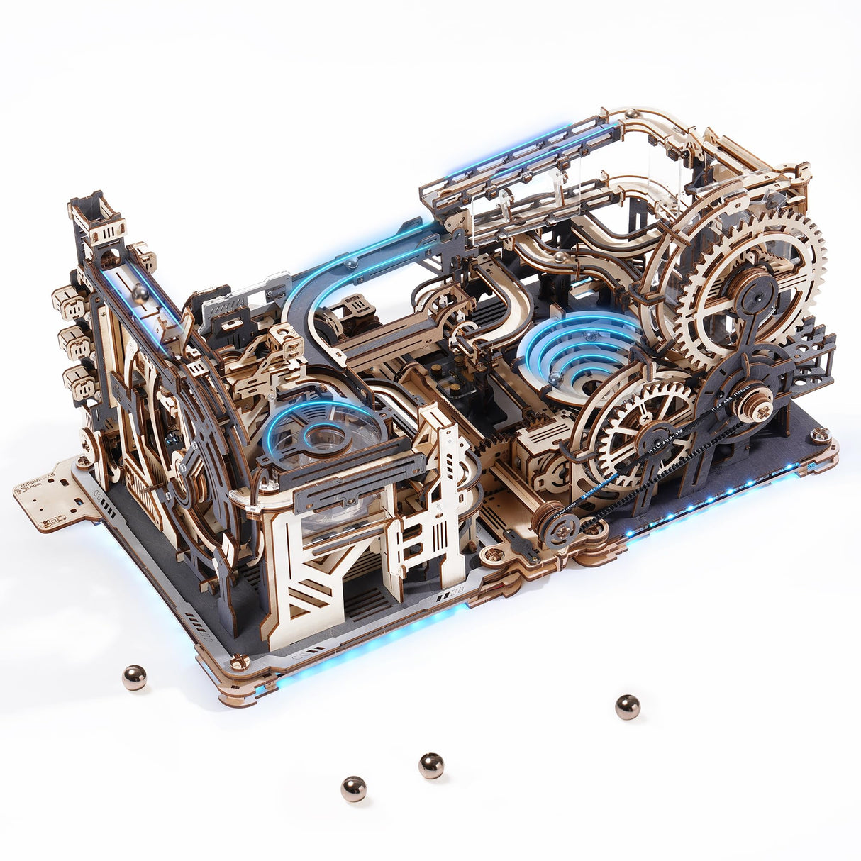 ROKR 3D Wooden Puzzles for Adults, 3 in 1 Wooden Marble Run, Wood Model Mechanical Puzzles Building Toys Kits, Gifts for Men Boys (LGX02) ROKR