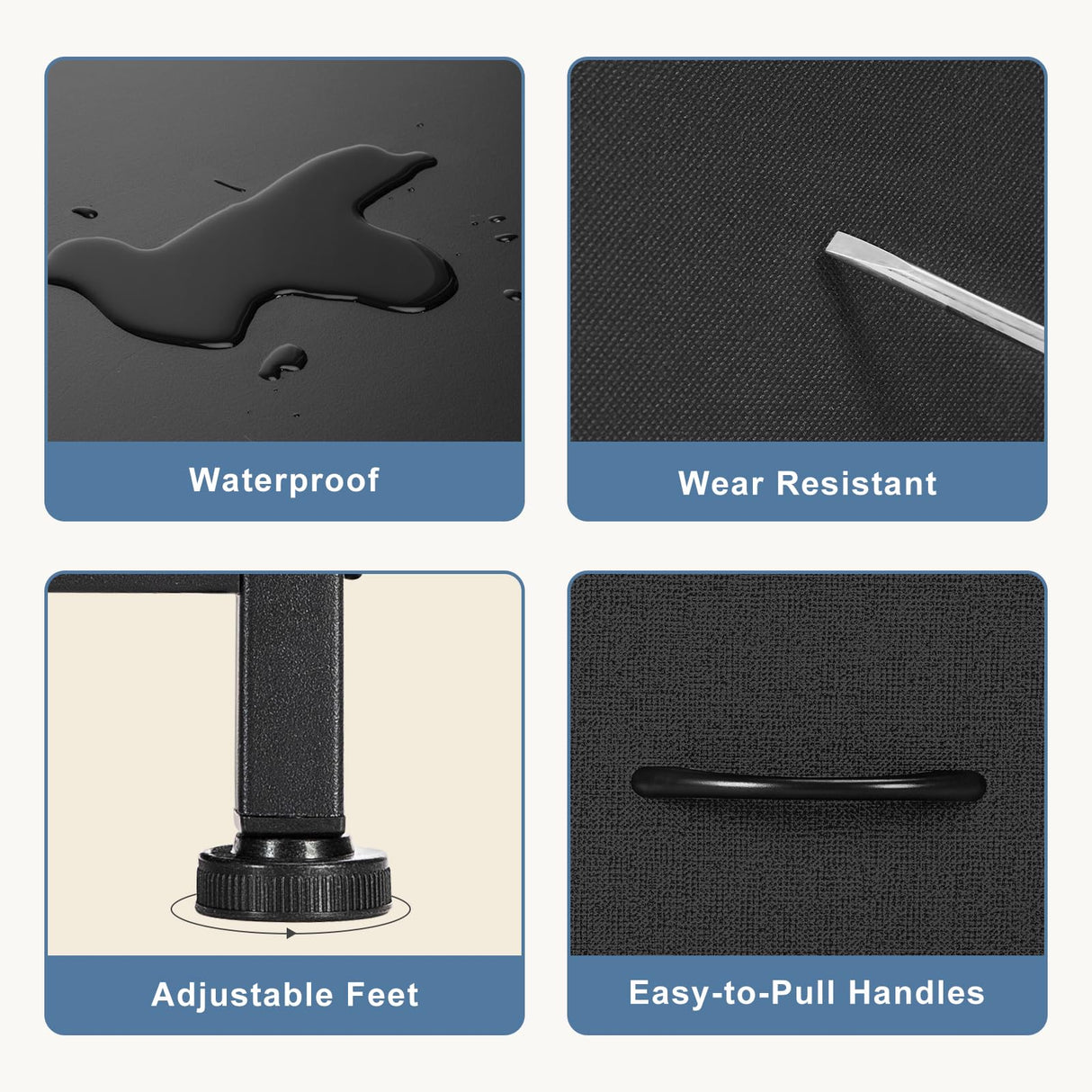 DUMOS Nightstand Set of 2, Small Dresser with 2 Fabric Drawers Side Bedroom End Table Kids Bedside Storage Furniture for 25 inch Tall Night Stand for Closet, Entryway, College Dorm, Black, M-2 Pack DUMOS