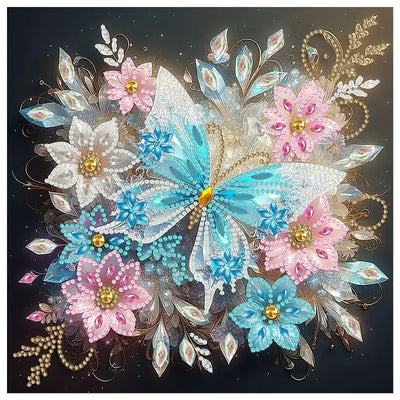 Aestalrcus Butterfly Diamond Painting Kits for Adults, Butterfly Flowers Special Shape Diamond Art Kits for Adults, DIY Gem Art Crystal Rhinestones for Gift Home Wall Decor 12x12 Inch