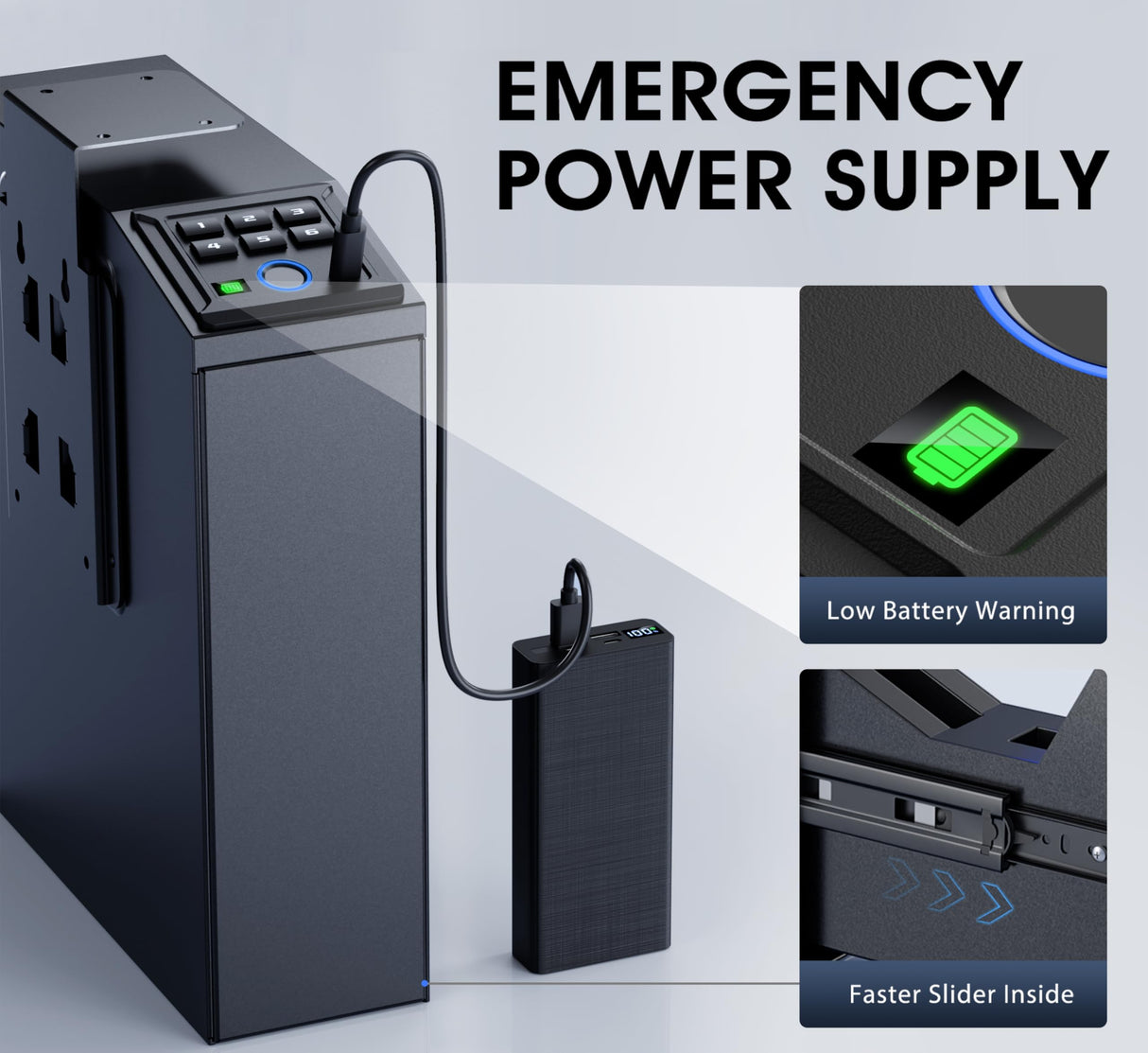 Gun safe, Biometric Slider safe for handgun, 4 Ways Unlock with Fingerprint, Key Access, PIN Code, Mounted Nightstand Pistol Safe and Gun Lock Box for Car, Truck, Desk, Bedside, Wall ORARAER