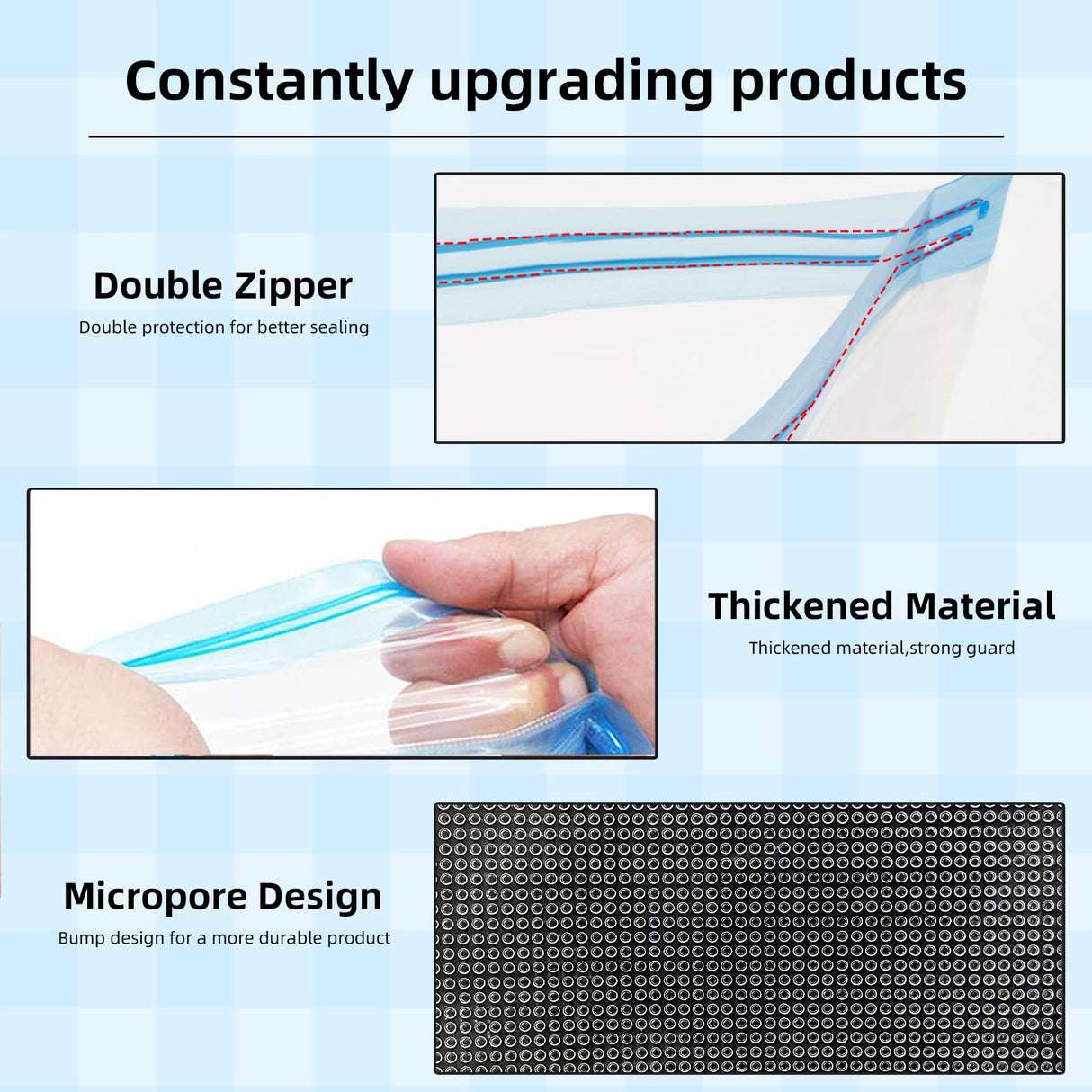 XZN 10 Pcs Filament Storage Bags Vacuum Sealed Kit with Electric Pump, 12.8"x14.8", 2Pcs Sealing Clip, 0.26mm Thick, Moisture/Dust Proof, Fit Most 0.25/0.5/1KG 3D Printer Filament XZN