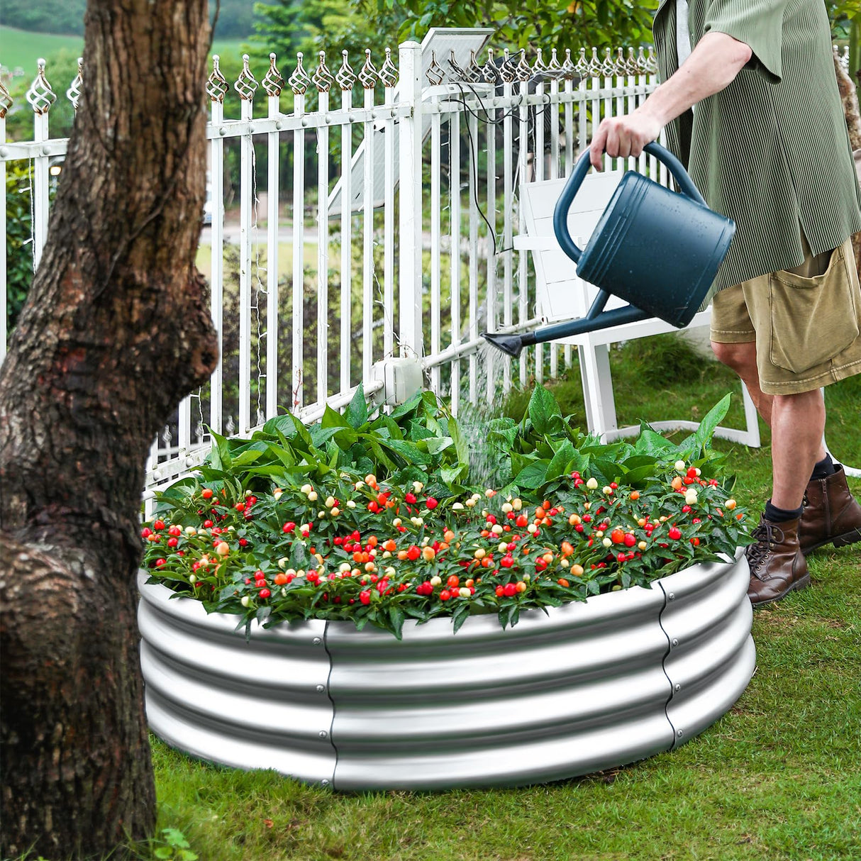 Land Guard Galvanized Raised Garden Bed 2Pcs, Planter Raised Garden Beds Outdoor, Round Clearance Raised Garden Beds for Gardening Vegetables…… Land Guard