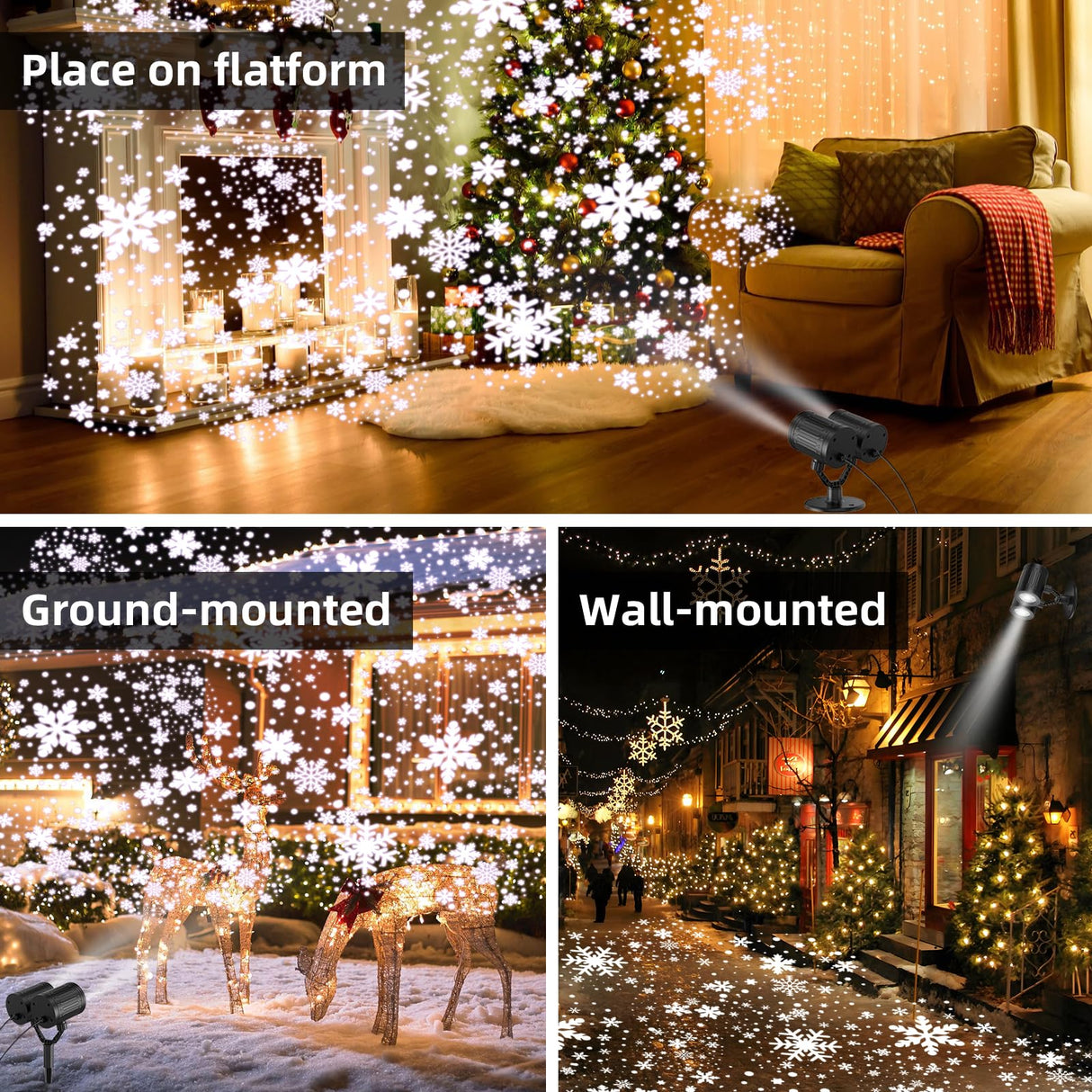 afzdby Christmas Snowflake Projector Lights Outdoor,Timer Setting Double Head Snowfall Led Lights Waterproof,Landscape Decorative Lighting Projection Lamp for Xmas Holiday Wedding Indoor Garden Patio afzdby