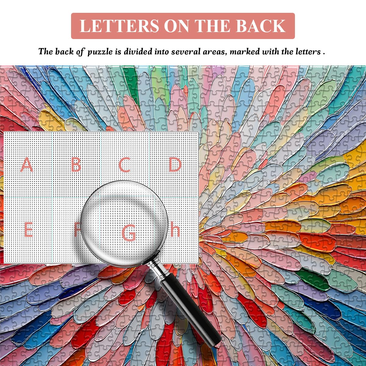 Hard Impossible Puzzles for Adults 1000 Piece, Gradient Rainbow Puzzle Flower, Colorful Challenging Difficult Jigsaw Puzzles Painting PICKFORU