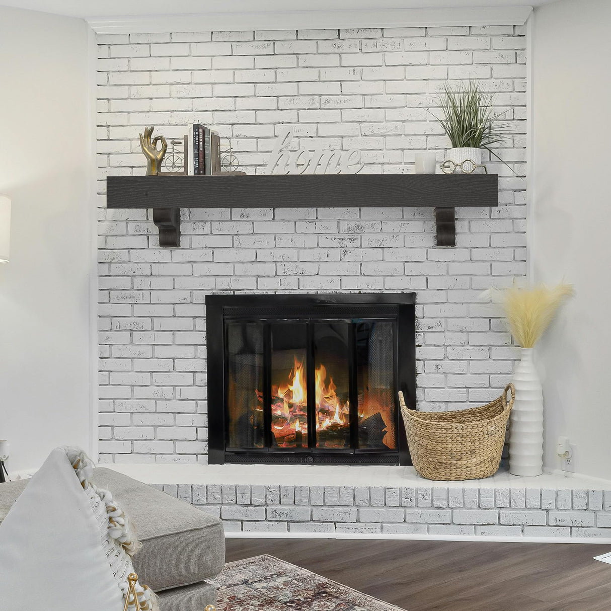 Heimlove Fireplace Mantel 60 Inch,Floating Fireplace Mantel Wood Shelf,Wall Mounted Rustic Wood Display Shelf for Home Decor,Rustic Traditional,Farmhouse Fireplace Mantel Shelves | 60"x 8"x 6" Heimlove