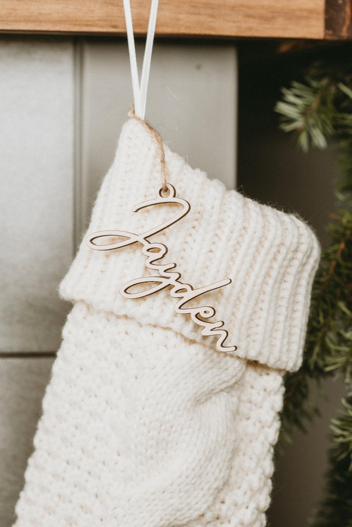 Personalized Christmas Stocking Tags - Christmas gift tag - Knit Stocking - Customized wooden (Tag Only) Generic
