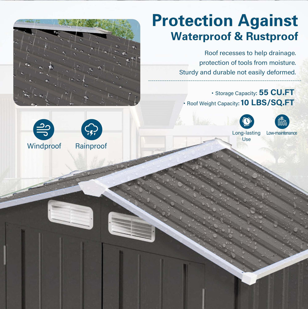 5x3 FT Metal Outdoor Storage Shed, Waterproof Garden Tool Shed with Pitched Roof & Lockable Door, Compact Backyard Storage for Bikes, Lawn Equipment, Patio Furniture, Easy Assembly Utility Shed, Gray Suwopmvy