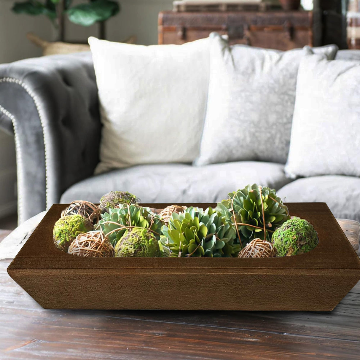 Royxen 8 Pack Wooden Dough Bowls - Paulownia, Rustic Vintage Rectangular Brown Bowls for Candle Royxen