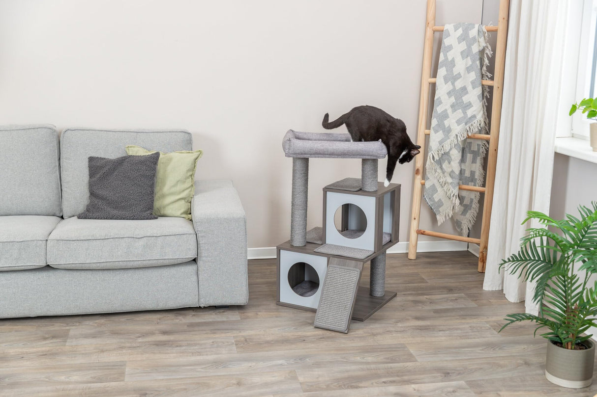 TRIXIE Mali 34-in Cat Tree, Modern Wood Cat Tower, Sisal Scratching Posts & Pads, 2 Condos, Sisal Ramp, Cozy Bed TRIXIE